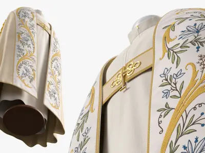  Christian Liturgical Vestment with Stole White Gold 