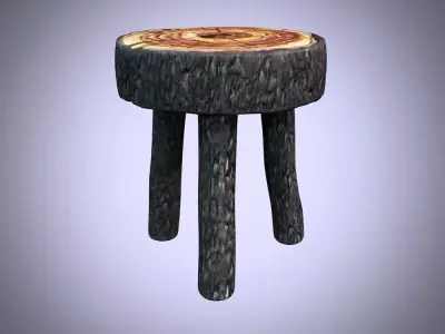 cartoon Old Wooden Chair2 Low-poly 3D model