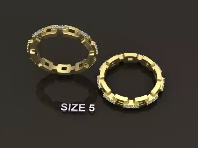 Hermes Style Link Diamond Band Ring Size 5 3D print model