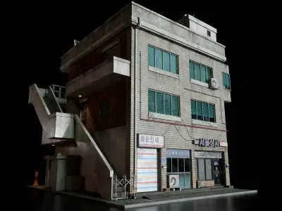 Seoul streets 3d Korean city pack hero assets  Low-poly 3D model