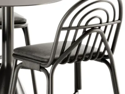 Chair Rotin by Guillaume and Palissade Cone Table by Hay 3D model