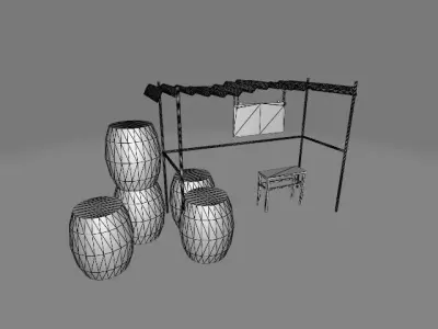 Old ancient rest place low-poly game asset Low-poly 3D model