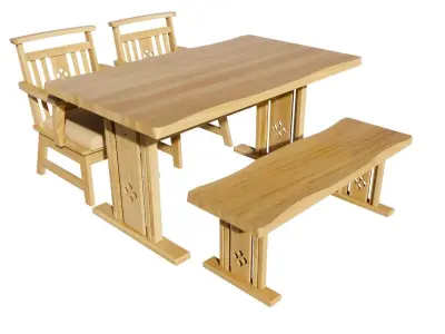 Dining set 4 seat 3D model shop
