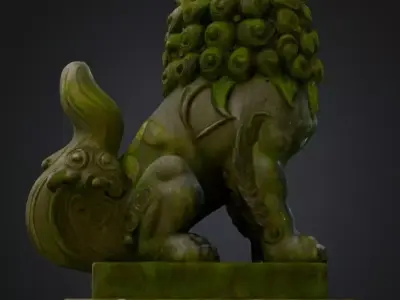 Realistic Japanese Komainu Guardian Lion-Dog 3D Model 3D model