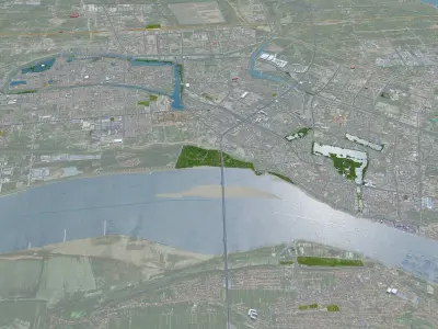 Jingzhou Hubei China 30km Low-poly 3D model