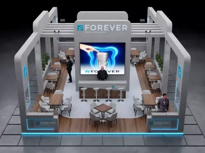 2-Modern Exhibition Booth 13x8m - 3ds Max - Corona Renderer Low-poly 3D model