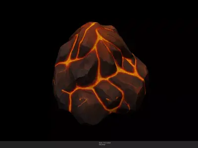 Stylized Lava Rock Game Ready - AI Low-poly 3D model purchase