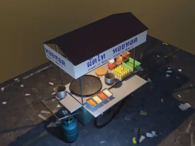 Padthai-Street-Shop food cart 3D model