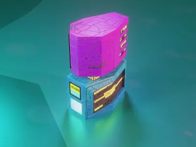 Modular Stylized Cyberpunk Building 4 Low-poly 3D model