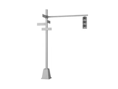 Traffic Light with Sign Low-poly 3D model