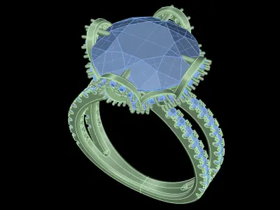light weight  Yellow gold diamond rings-PR-482-DIA 3D print model