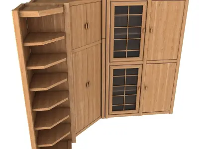 Cupboard wooden cabinet with doors and shelves 3D model