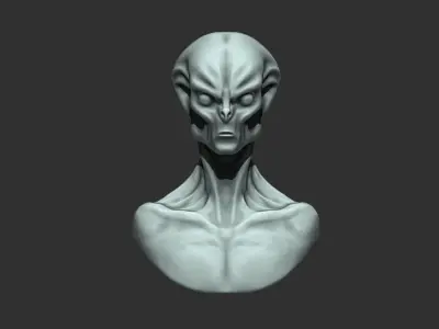 Alien Bust 8 - Sculpture Detailed 3D STL 3D print model
