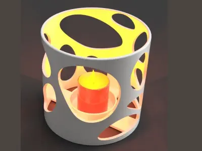 Candlestick candle holder with orange light inside 3D print model