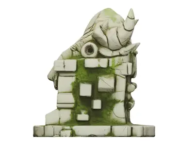 Stylized Ancient Skull Temple  Game Ready 3D Model Low-poly 3D model