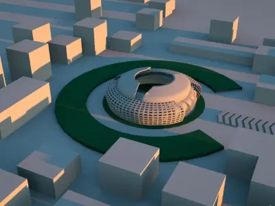Exterior futuristic  Stadium  Low-poly 3D model
