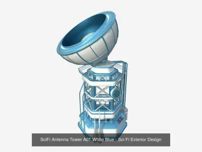 10 Sci Fi Buildings Collection A - White Blue - Exterior Design 3D Model Pack