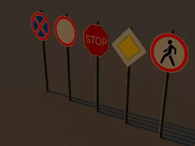 Road signs Low-poly 3D model
