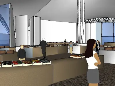 Market center in nature 3D model