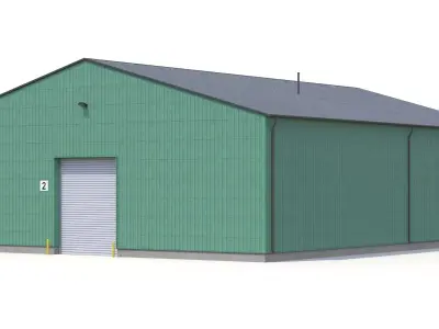 Green Industrial Building 39 PBR  Low-poly 3D model