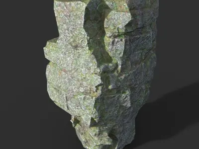 Low poly Mossy Layer Rock A Low-poly 3D model