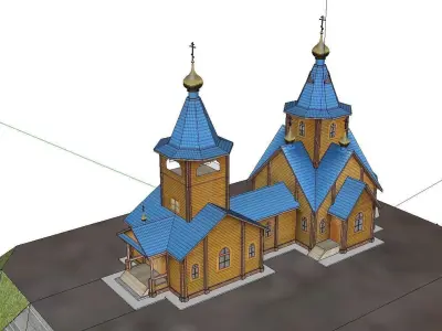 Architecture-Religion-God-Culture-Temple-026 church on hill 3D model