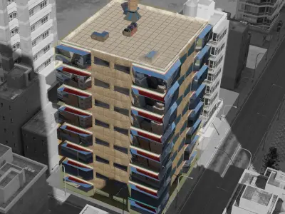 Four Modern Buildings  Low-poly 3D model