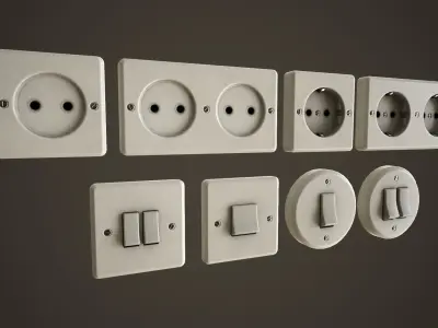 Switches and sockets Low-poly 3D model