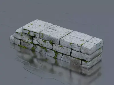 Old stone wall Low-poly 3D model