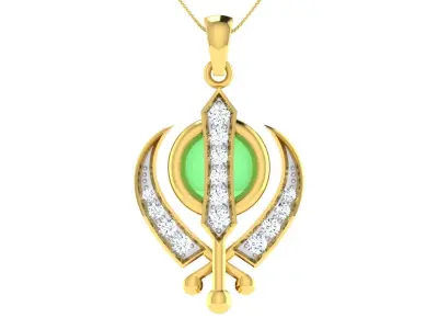 light weight yellow gold  diamond pendent -ZA PN 3168 3D print model