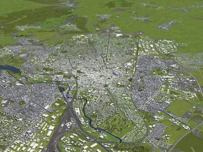 Dijon France 50x50km 3D City Map 3D model