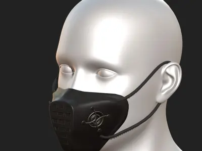 Gas mask respirator military combat 3d model  Low-poly 3D model