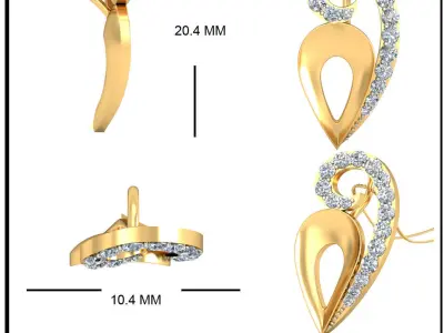 Pendant 3dm stl FBX OBJ Render Detail diamond in gold 3D print model buy