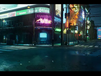 Cyberpunk City Recife Environment Low-poly 3D model