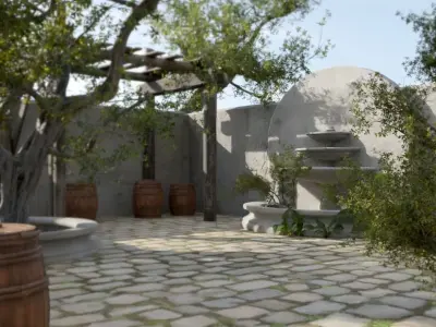 Stone Courtyard Environment 3D model