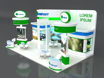Exhibition Stand Stall 10x6m Height 500 cm 3 Side Open 3D model