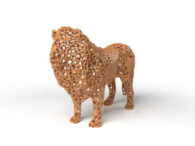 Lion Voronoi Low-poly 3D model