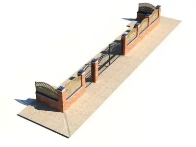 Metal Top Brick Fencing 3D model