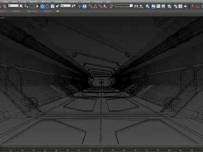 SCI FI INTERIOR SCENE SPACE SHIP CORRIDOR Low-poly 3D model