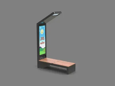 Smart Solar Bench Low-poly 3D model