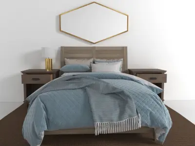 bedroom set hexagonal wall mirror 3D model