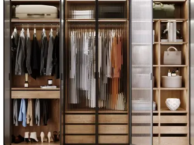 Wardrobe with corrugated doors 3D model