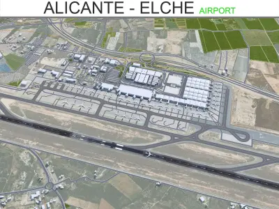 Alicante - Elche Airport 10km Low-poly 3D model