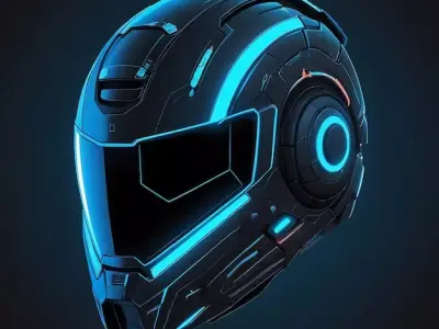 Sci-Fi Futuristic Combat Helmet 3D Asset for Games and VR 3D model