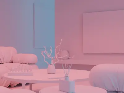 Modern livingroom with pink bubble light 3D model