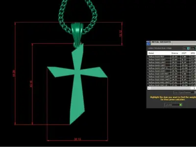 Light Gold 18K Cross Pendant 1CP090 3D print model