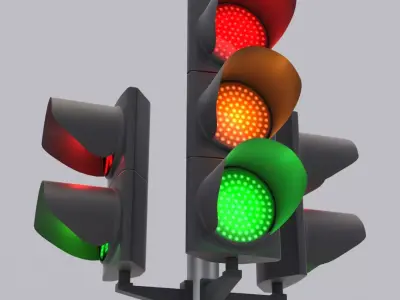Traffic Light LED 3 Low-poly 3D model
