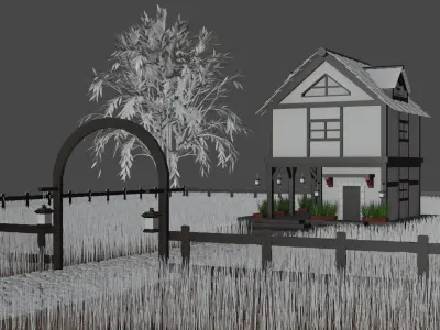 Old Wooden House  Low-poly 3D model