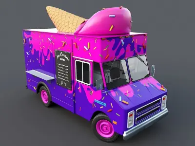 Step Van Ice Cream Low-poly 3D model