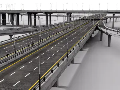 Highway Viaduct flyover 3D model 3D model Low-poly 3D model
